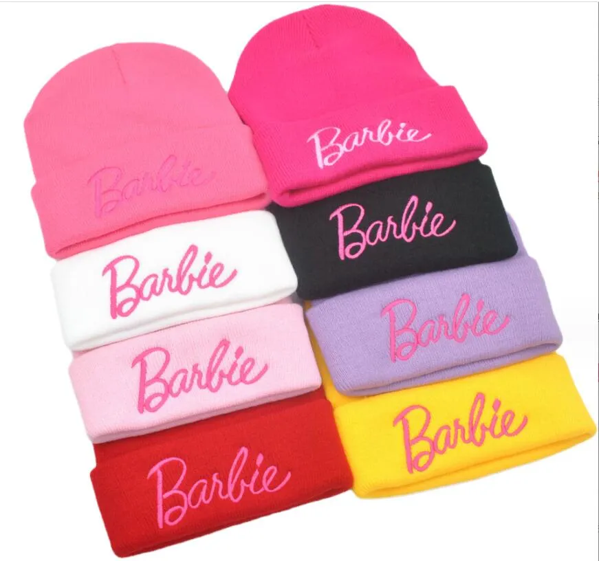 Modebrev broderi tjej kvinnor beanie vinter skyddande öron söt stickad varm hatt outwear