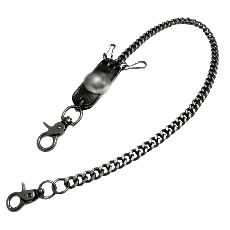 Men's Waist Key Chain Skull Head Leather Metal Vintage Hip Hop Gothic Punk Skeleton Pants Trousers Jean Biker Wallet Key Ring