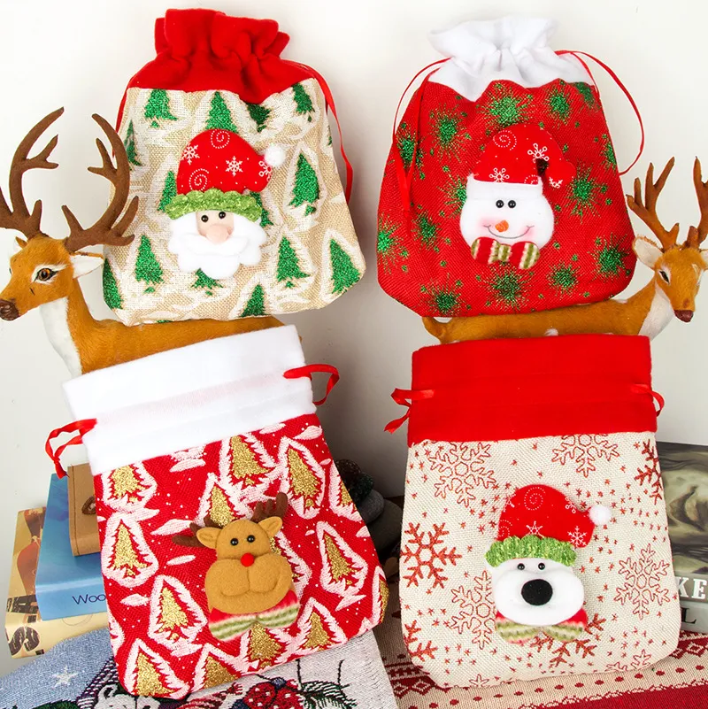 Bolsa de dulces de Navidad, bolsa de embalaje de regalo para dulces de fiesta, bolsa de regalo de Papá Noel de Navidad P86