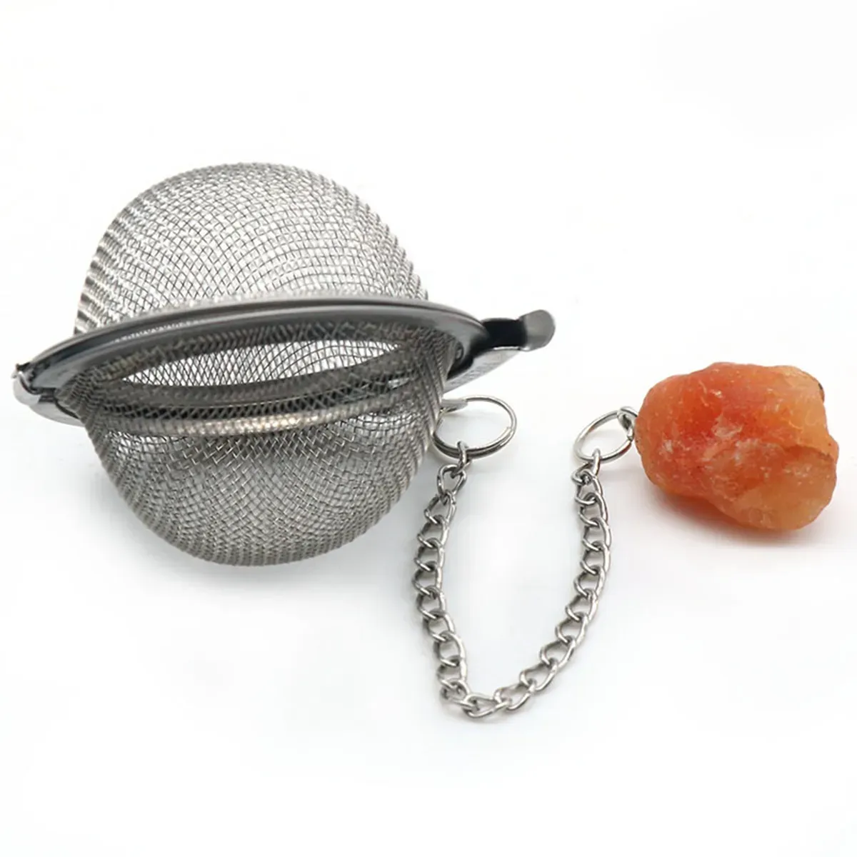 Infusers for Loose Tea Mesh Strainer with Extended Chain Key Rings Hook Stainless Steel Charm Energy Drip Trays Crystal Shaker Ball