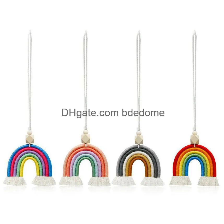 Nyhetsartiklar Colorf Handwork Cotton Rope Weave Rainbow Tassel Hang Car Garden Home Decor Drop Delivery DHBBX