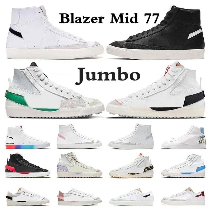 С коробкой Blazer 77s Shoes Винтажная белая черная повседневная обувь для мужчин и женщин Пиджаки синие с верхом Mid 77 Хорошие мужские кроссовки на плоской подошве