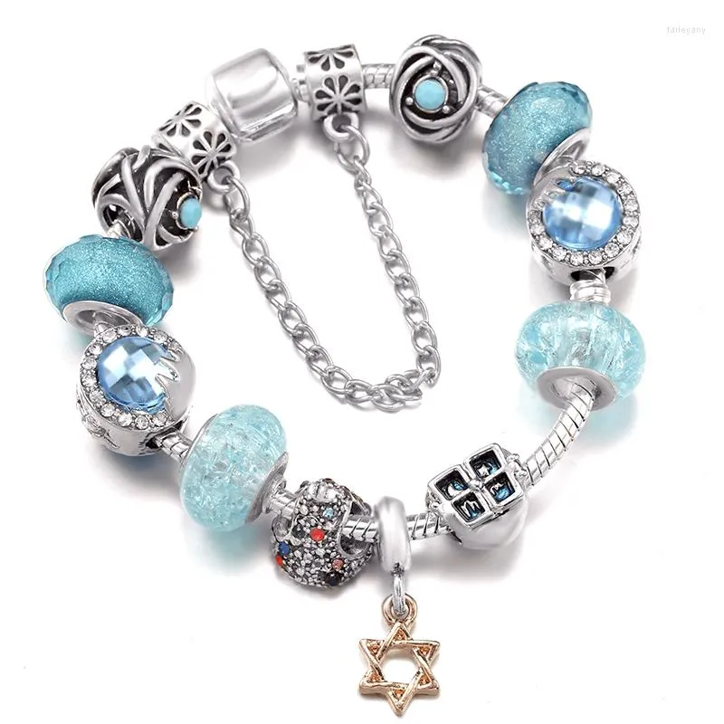 Charm Bracelets Christmas Stars At Night & Xmas Tree With Heart Pendent Bead Fit Brand Bracelet DIY Jewelry Gift For Women Making