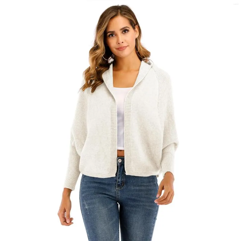 Tricots pour femmes 2023 Printemps Sweats à capuche élégants Pull noir Blanc Pulls recadrés pour femmes Cardigan tricoté Causal Vêtements d'extérieur Lâche Gilet Mujer