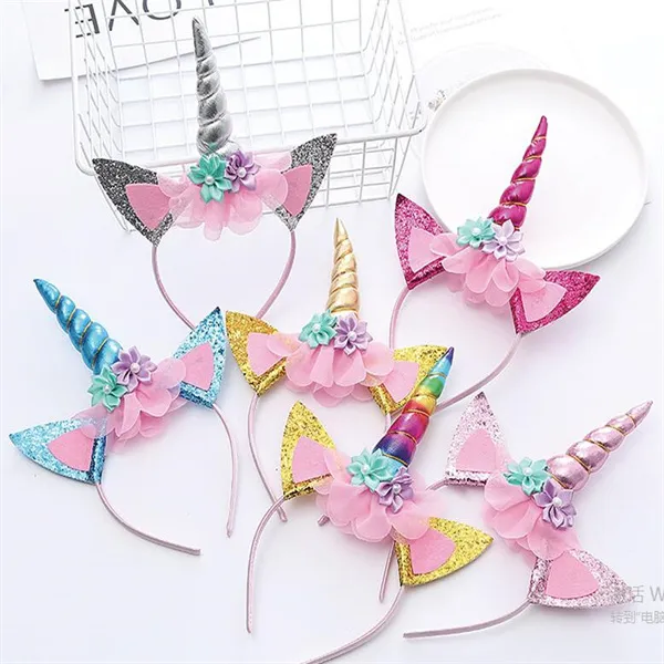 Girls' Unicorn Hair Hoops Children's Festival Party Supplies Headbands Cartoon Cute Headwear GC2299