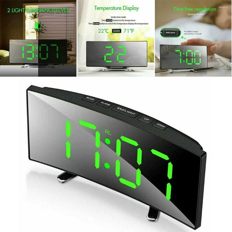 Bordsklockor 1 st led spegel digital elektronisk väckarklocka Nödlös design stor display väggkonst hem vardagsrum dekor