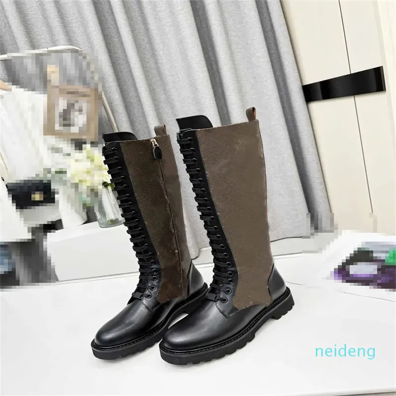 Designer Shoes Knee-High Boots Shoes Women's Half Brown Cowhide Ladies Zip Up Boots