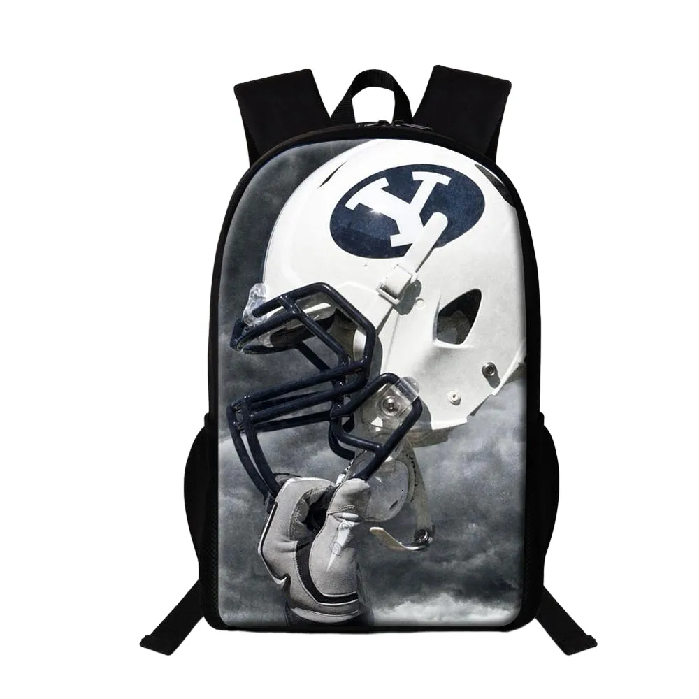 Backpacks American Football Rugby Helmet Print Student Backpack Women Men School Bag Teen Backpack Cool Fashion Backpack Kids Travel Bag 230914