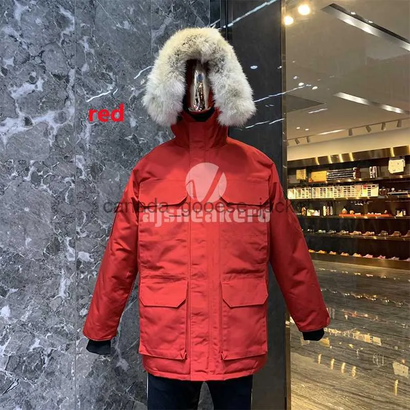 Pelliccia da uomo Pelliccia sintetica 23ss Designer Piumini da uomo Anatra bianca Frangivento Uomo Parka Colletto della giacca Piumino invernale Vera pelliccia di lupo Cappotto artico Cappuccio Trim Doudoune Manteau Homm