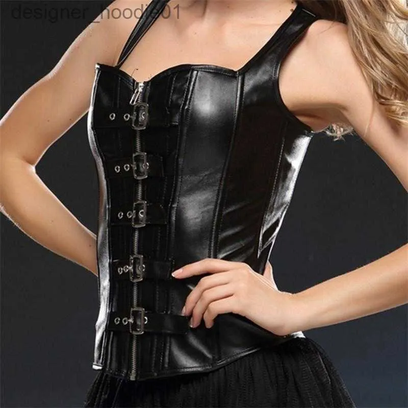 Women's Sexy Corset Leather Lingerie for Women Gothic Black Bustiers