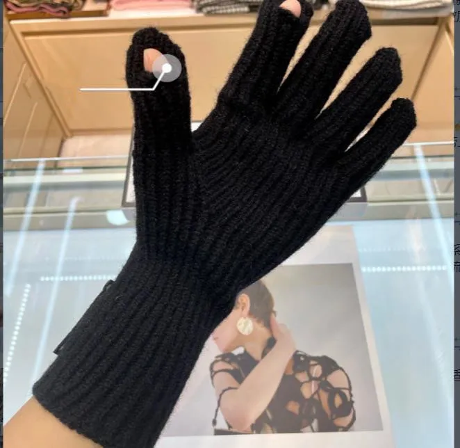 Wool Knit gloves Mittens For women Designer Womens Winter Wool Mitten Thick Warm Cycling Driving Touch Screen glove Fleece inside Ski Gloves