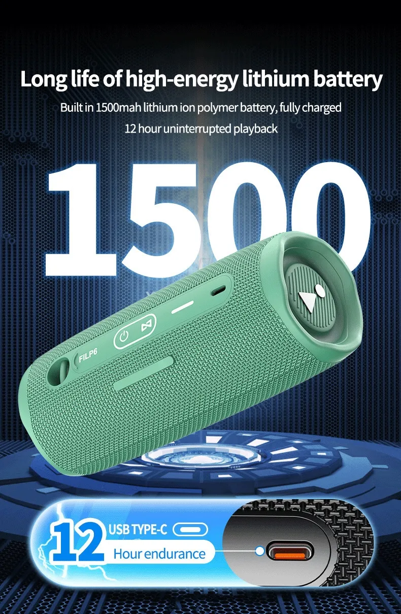 Flip 6 Speakers Portable Bluetooth IP67 Waterproof Sound Box Volume Control Stereo Sound Mode Deep Bass Outdoor