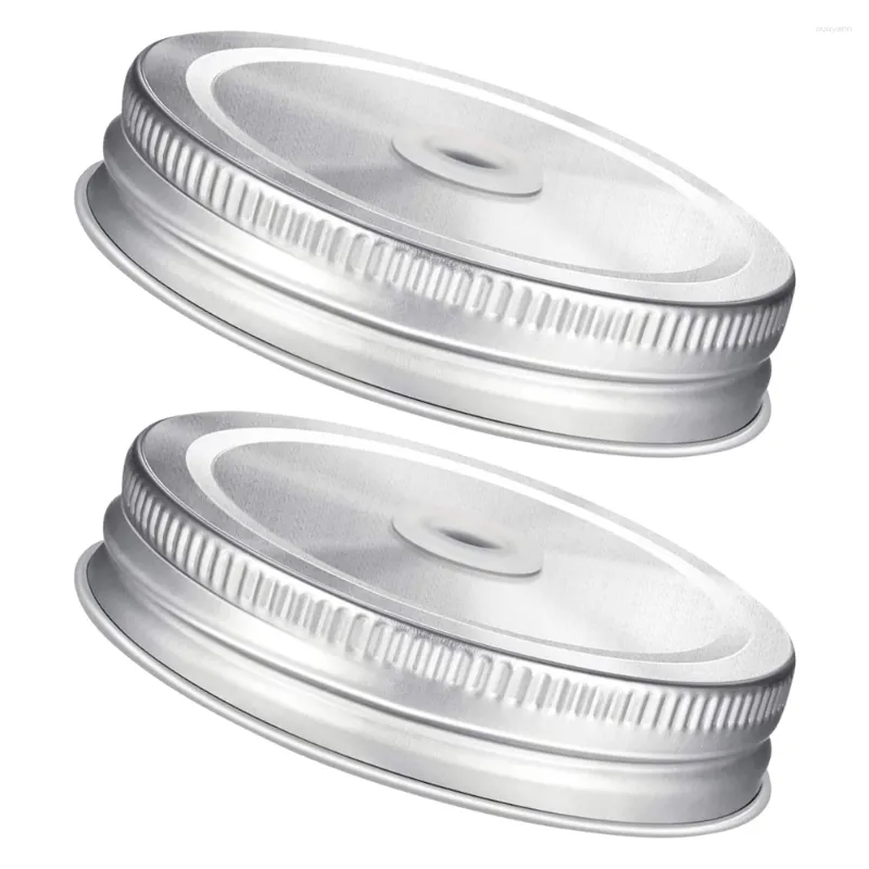 Dinnerware Stainless Steel Perforated Cover Sealed Lids Hole Mason Drinking Jar Straw Glass Bottle Supply Wide Mouth Jars
