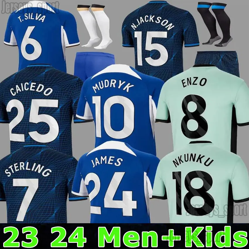 2023 2024 CAICEDO Nkunku Jackson CFC Soccer Jerseys Disasi 22 23 24 Enzo Mudryk JAMES STERLING Cucurella Chukwuemeka Chemise de football hommes enfants Ugochukwu