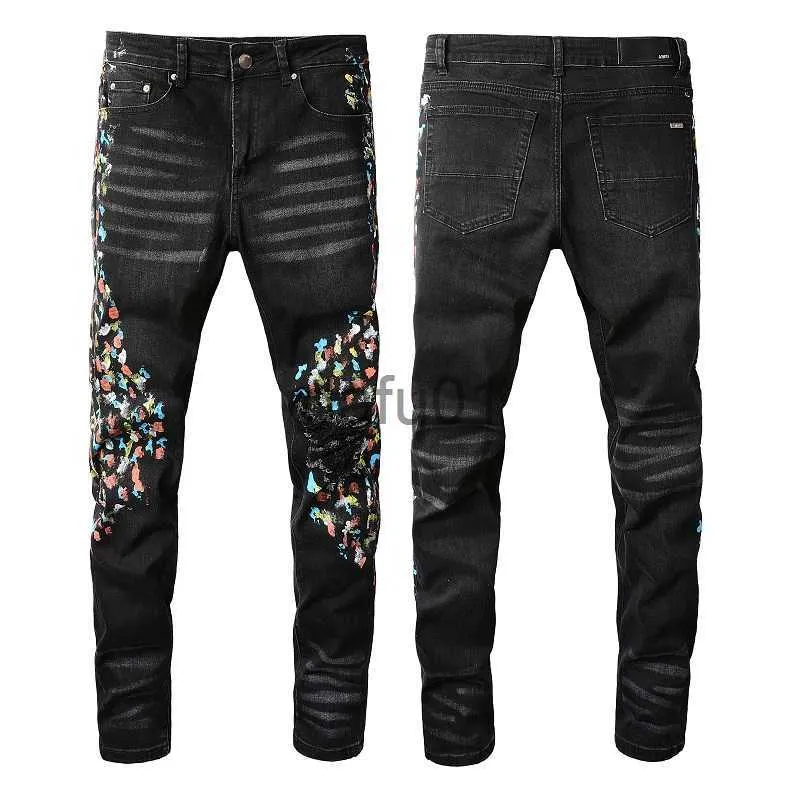 Jeans pour hommes 2022SS Nouveaux jeans hip-hop de créateurs européens et américains pour hommes High Street Fashion Tide Brand Cycling Motorcycle Wash Patch le245t x0914