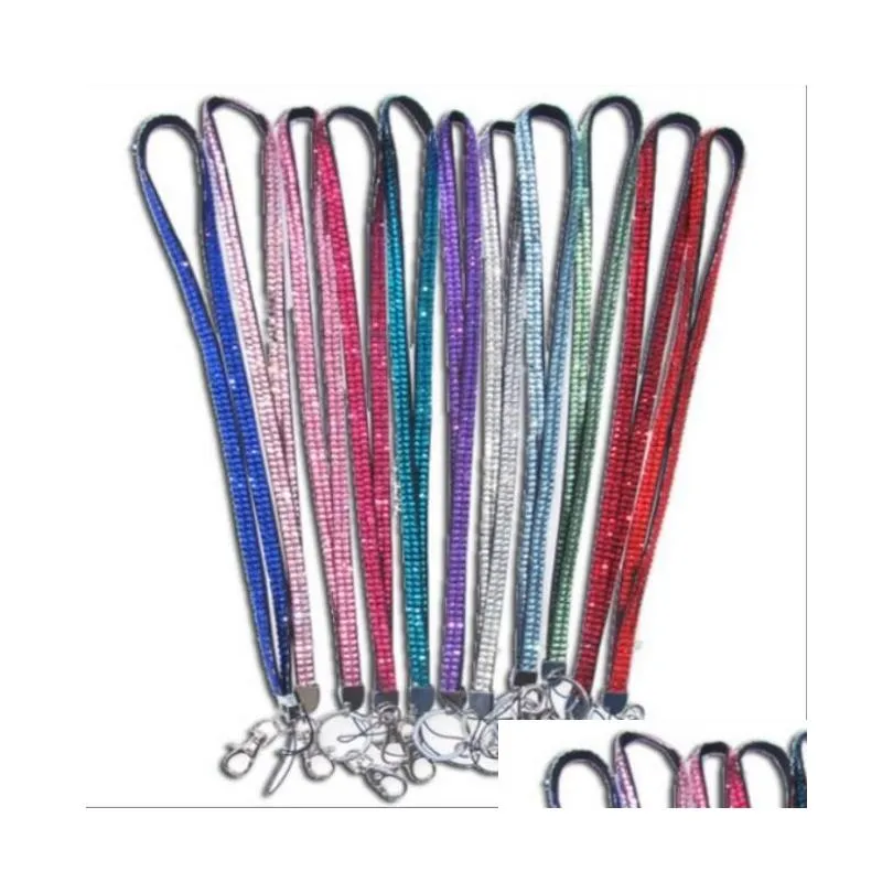 Sangles de téléphone portable Charms Candy Couleurs Strass Sangle de cou Lanière en cristal avec clip en métal MTI Couleur Diamant pour X 8 7 6 ID Drop Deli Dhczh