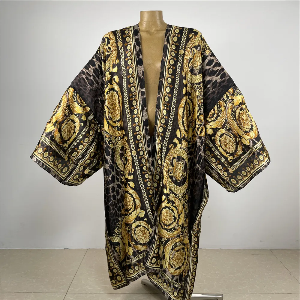 Costumi da bagno da donna 2024 Medio Oriente Primavera Donna Cardigan punto veste Cocktail sexcy Boho Maxi Vacanza africana Manica a pipistrello Abito di seta 230914