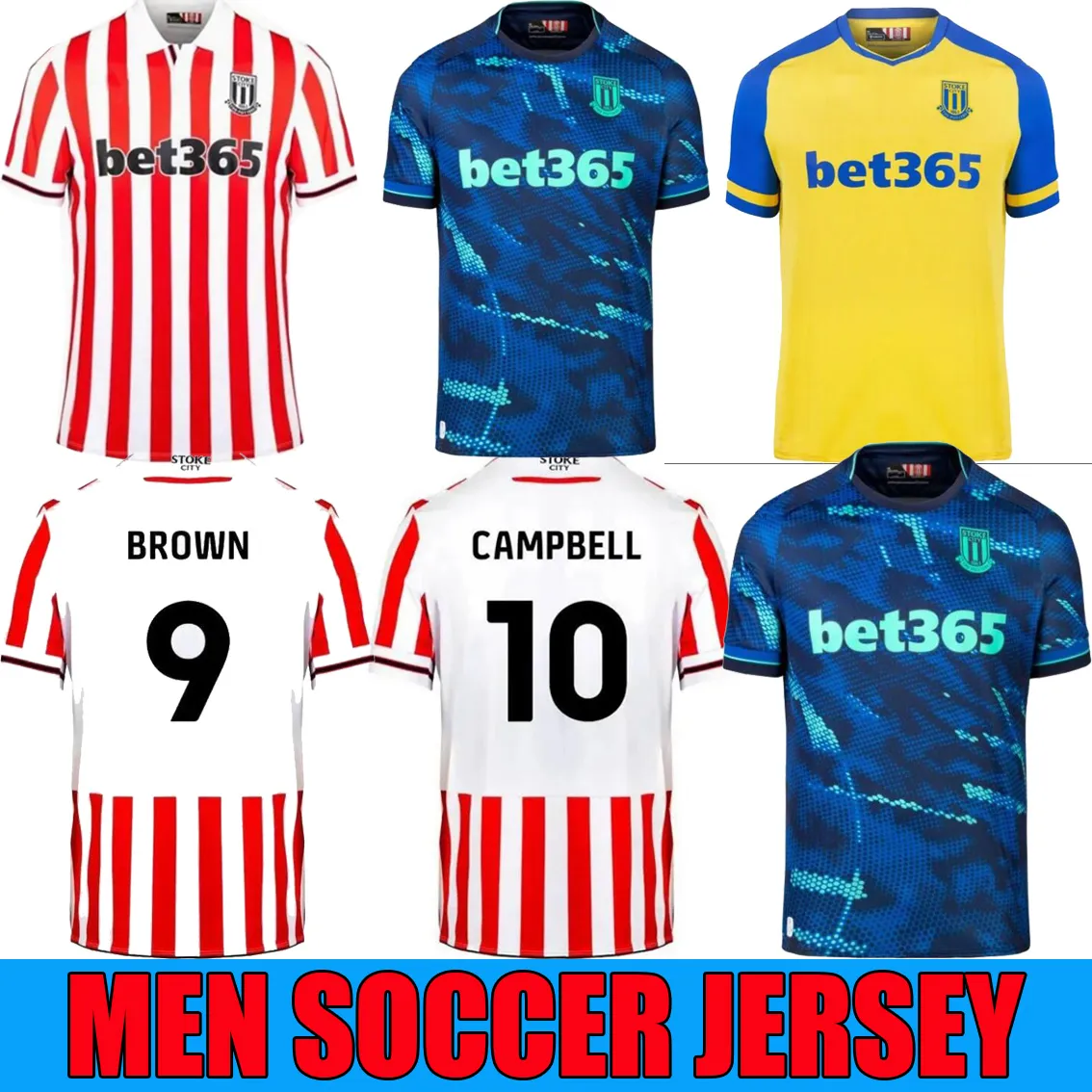 23 24 Stoke City Mikel Campbell Soccer Coureys Away Third Smith Fletcher Powell Powell Clucas Home Kits 2023 2024 Camiseta Baker Men Kids Kits Undister Uniforms