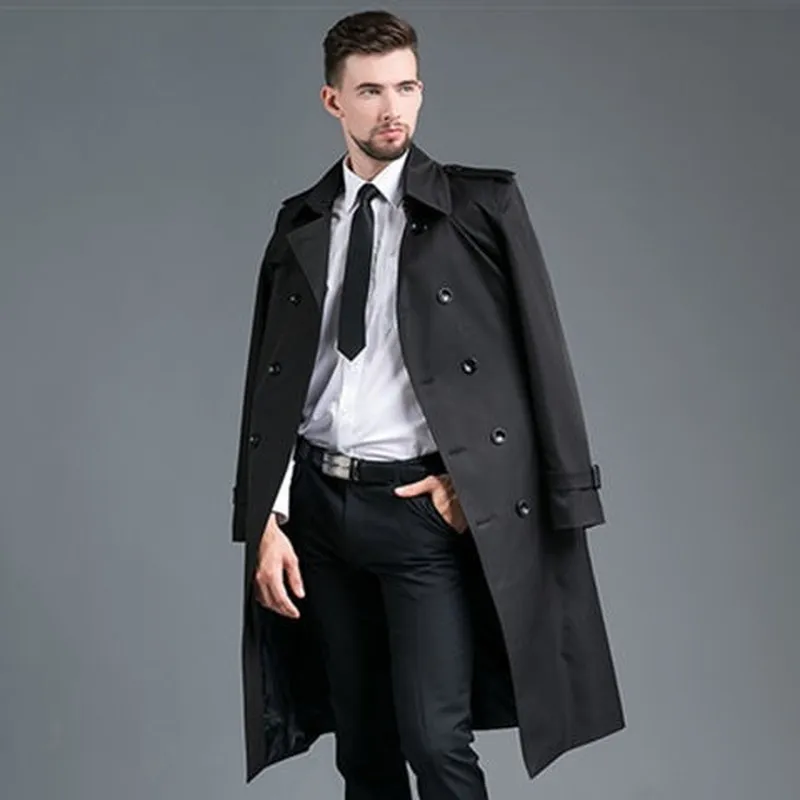 Casacos de Trench Masculinos Windbreaker Outono e Inverno Slim Fit Double Breasted Business Leisure Long Coat Guy's Cape 230914