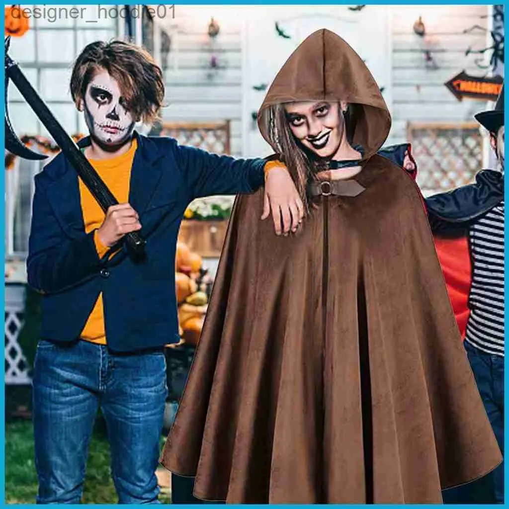 Women's Cape Hoodie Cape för män Hooded Cloak för Cosplay Costume Halloween Costume For Men Women For Nightclub Stage Tongsg L230914