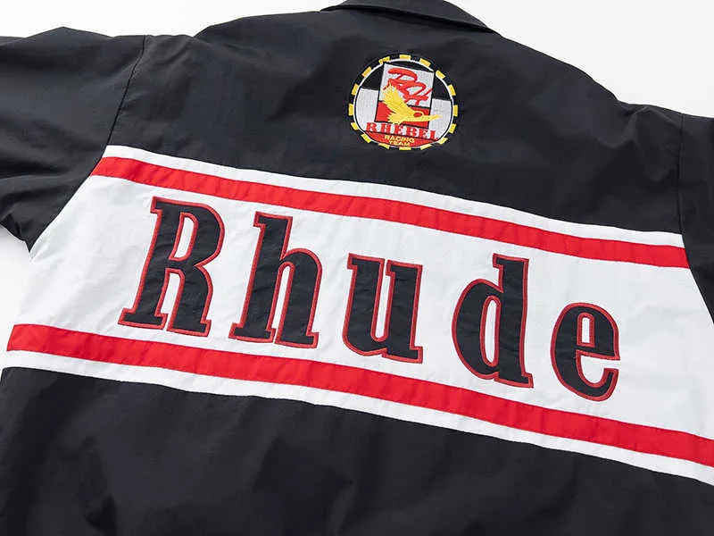 DHgate.com:Men's Jackets 2023ss Black Red RHUDE Jacket