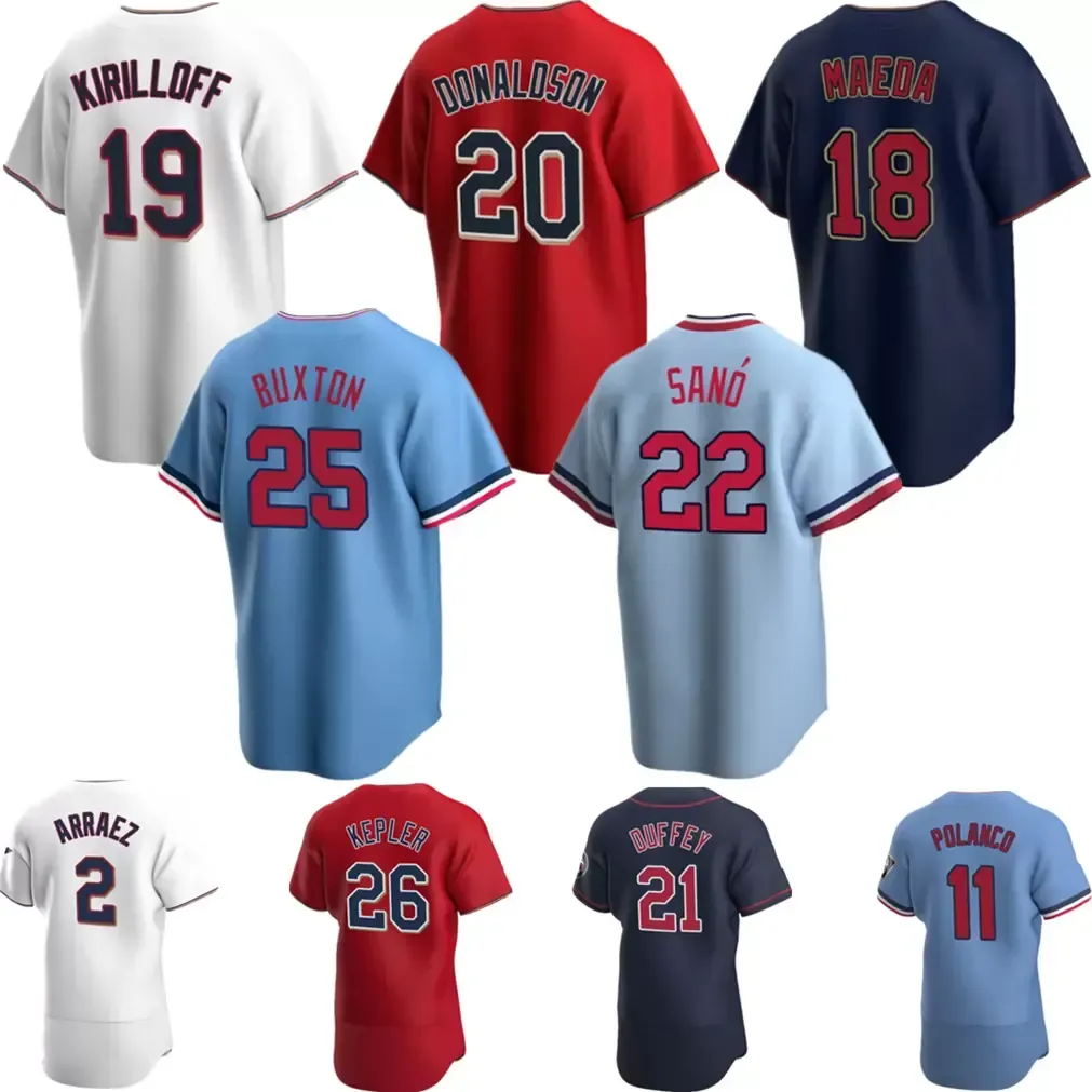 2022 Miguel Sano Jerseys Kenta Maeda Max Kepler Byron Buxton Josh Donaldson Jorge Polanco Bailey Ober Brent Rooker Luis Arraez Personalizado Homens Mulheres Juventude Jersey