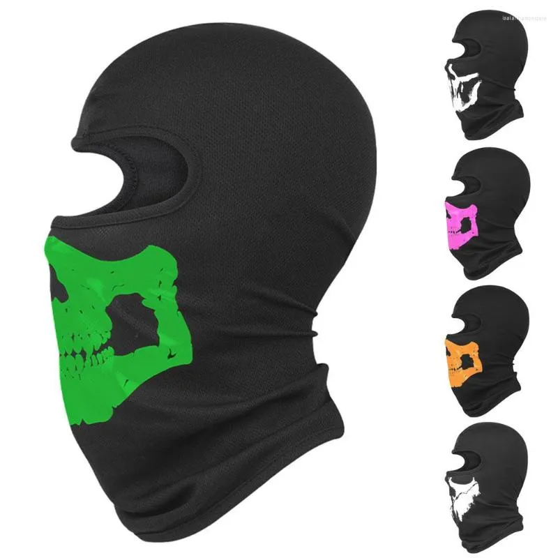 Berretti Copri maschera per il viso stampati creativi Cappello da uomo Cosplay Stampa teschio Cappellini da sci Costume da motociclista di Halloween Fantasma