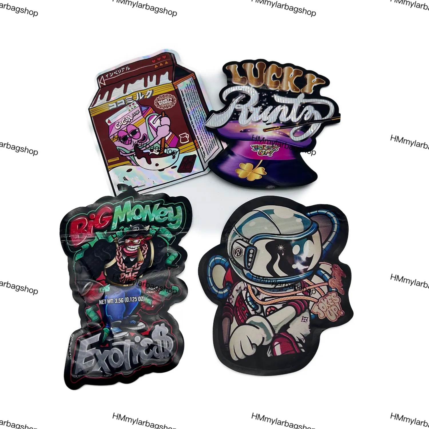 Mochila cortada boyz runtz Sacos holográficos biscoitos em formato especial Mylar Bag Zipper Embalagem stand up bag