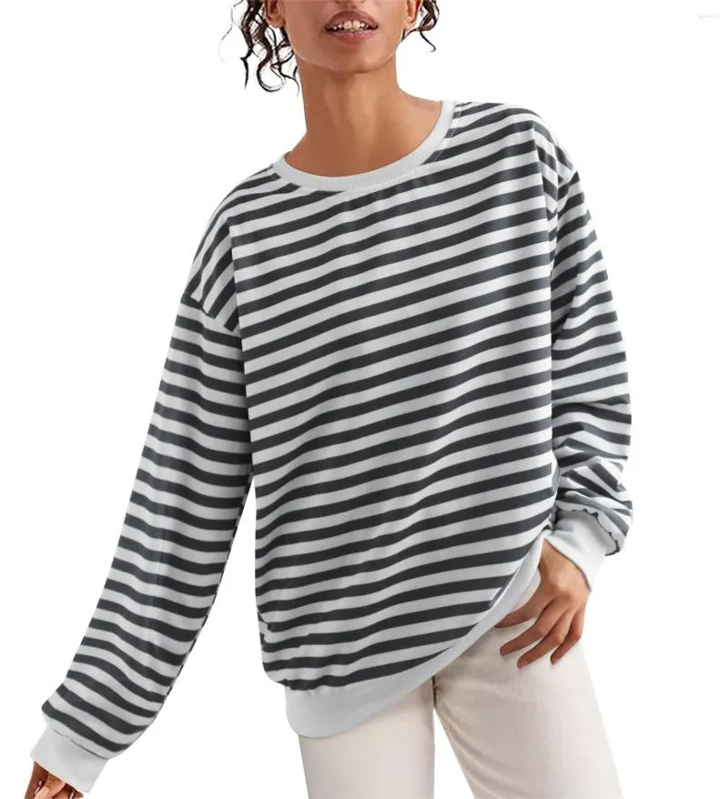 Womens Hoodies Loose Stripe Hoodless Sweatshirt Harajuku
