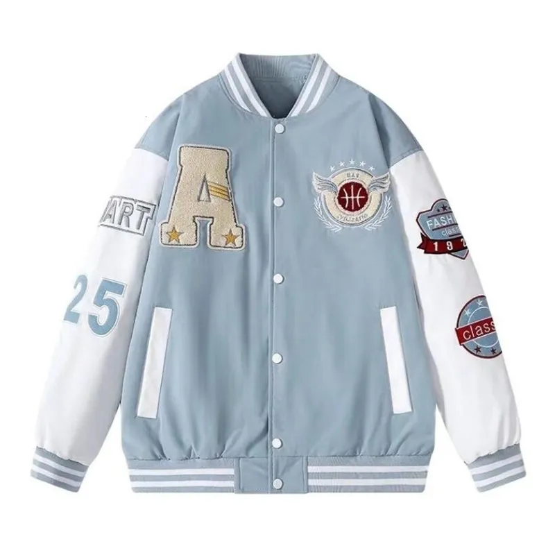 Women's Jackets Vintage Hip Hop College Mens Furry A Letter Embroidery Bomber Coat Varsity Jacket Women Baseball 230912