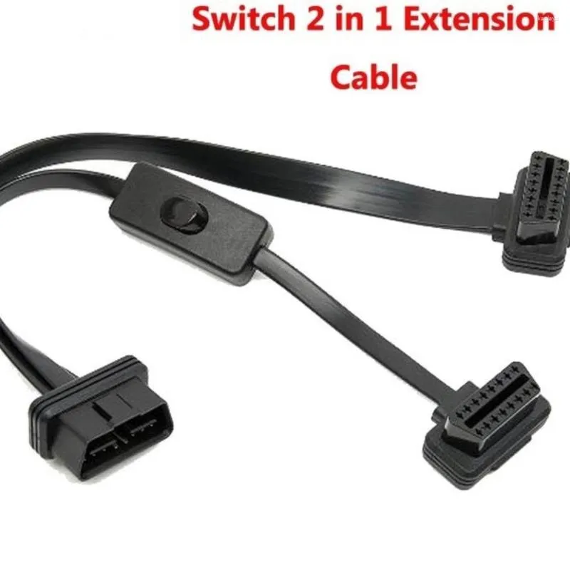 Splitter 1 In 2 Extension Cable Ultra-thin Elbow Noodles Diagnostic Connector Cord With Switch