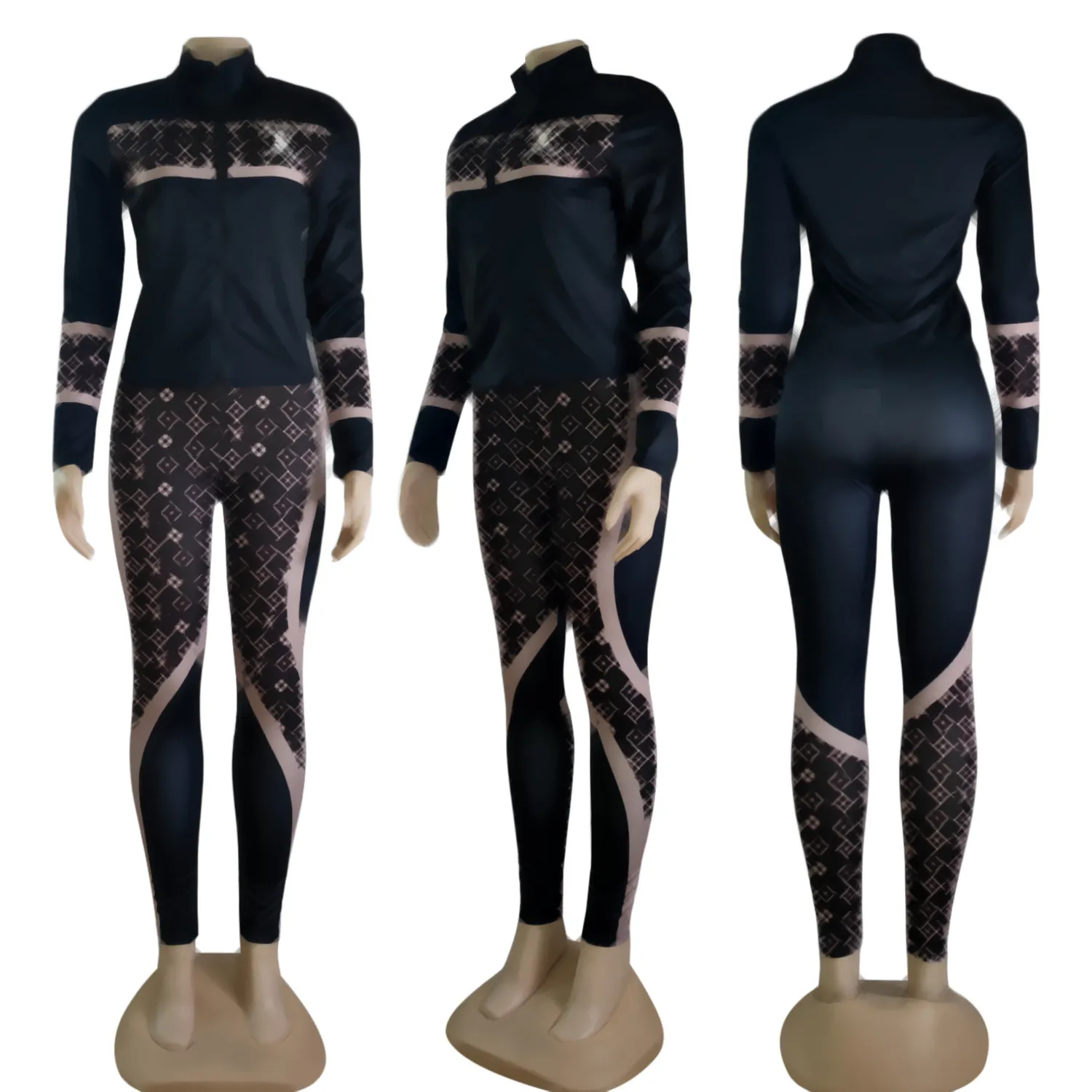 Luxury Designer Womens Long Sleeve Sportswear Set Back