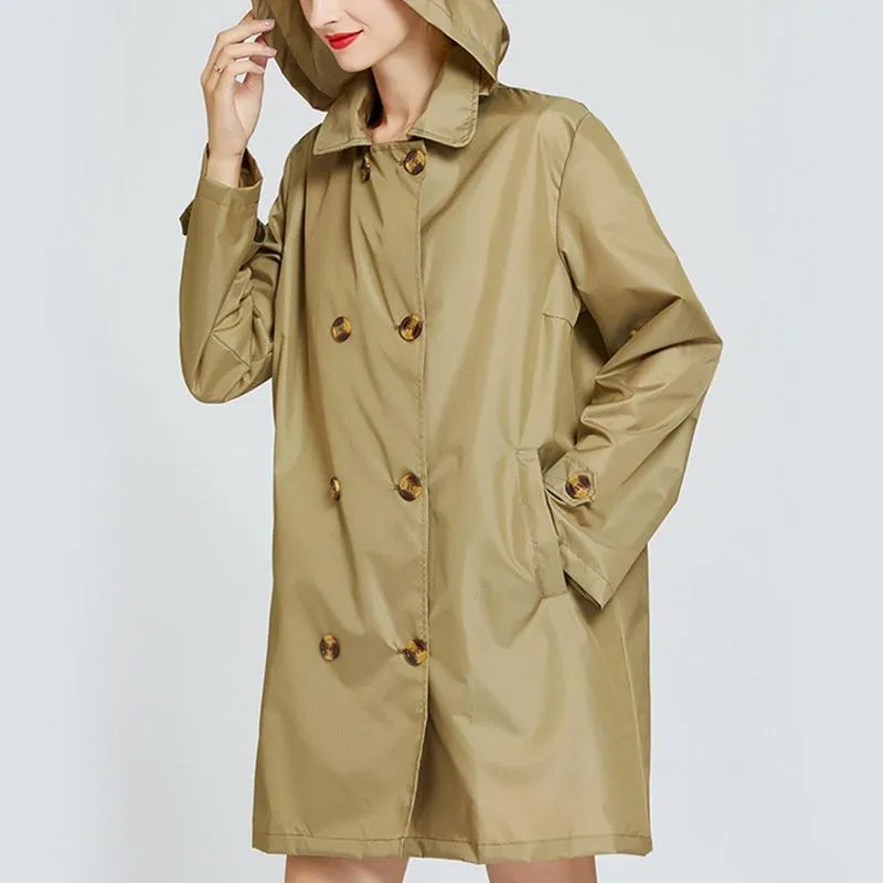 Trench da donna Moda donna Giacca a vento da esterno Cappotto corto Solido Viaggio Escursionismo Impermeabile portatile Giacche larghe casual Chamarras Para