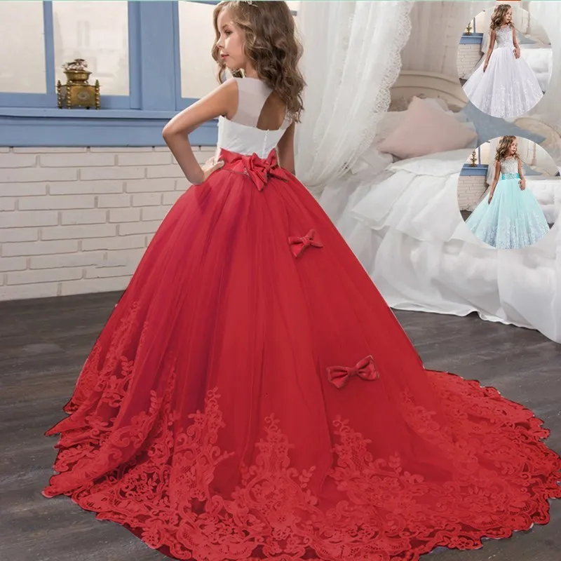 Girl's Dresses Red Christmas Dresses for Kids Girls Children's Pageant Performance Formal Gown Teen Girls Wedding Party Tailling Long Dress 230914