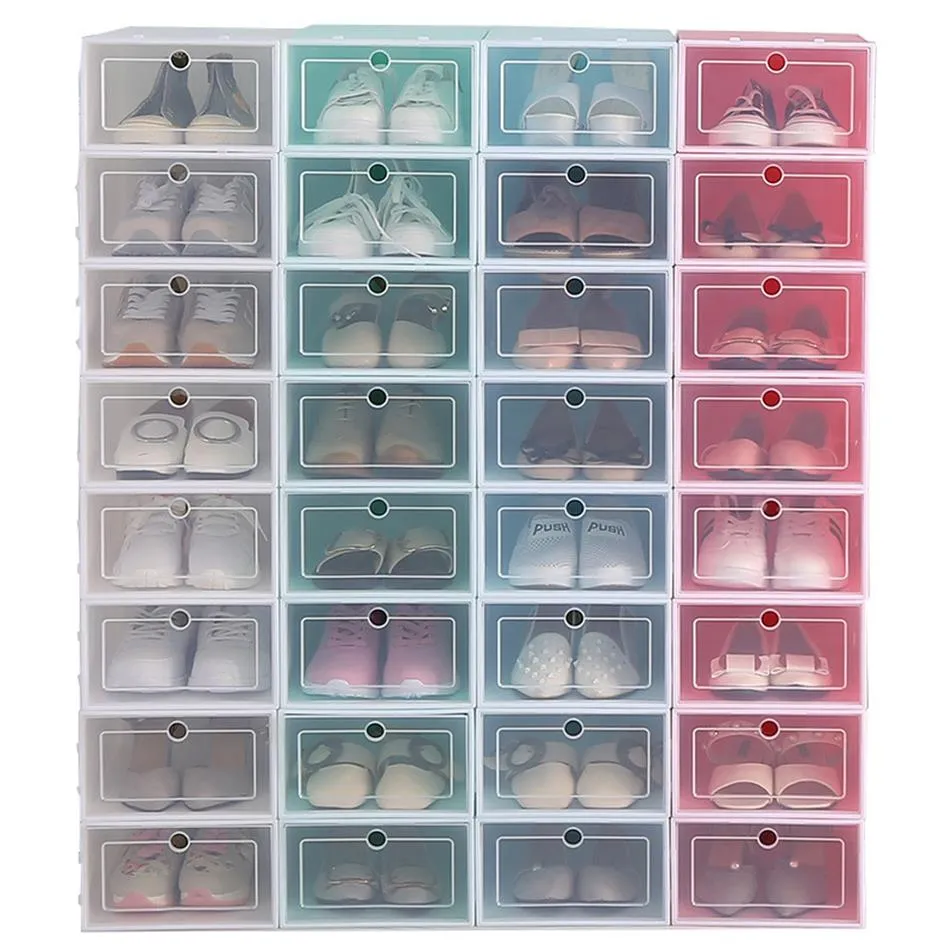مربع تخزين الأحذية البلاستيكي الشفافة مربع أحذية اليابانية سميكة فليب درج مربع تخزين الأحذية منظم JXW2612016
