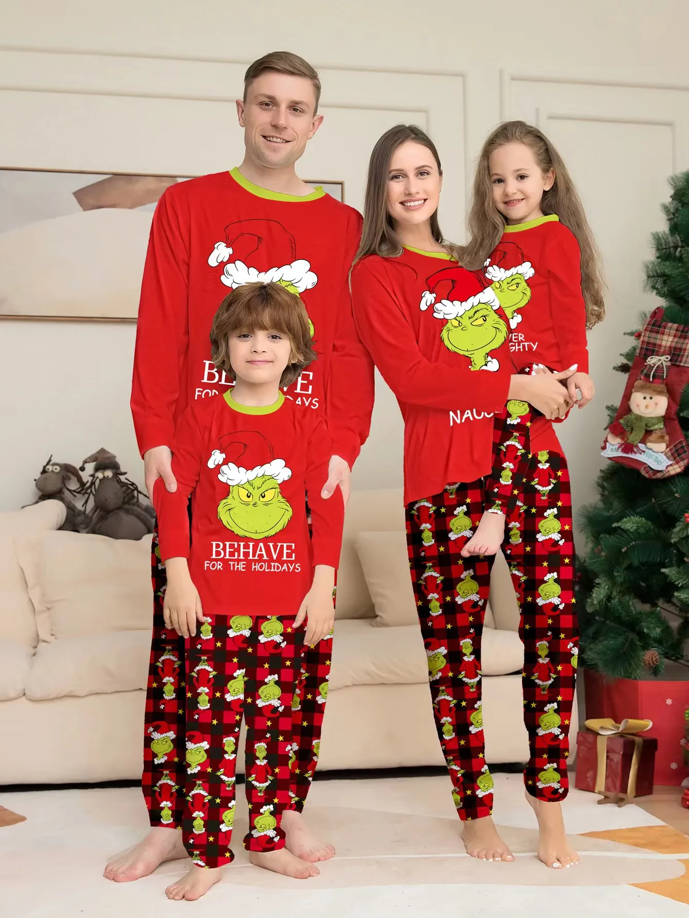 Xmas Letter Red Pyjamas Christmas Matching Pyjamas Set Home Clothing Mother Son Son Rompers Sleepwear Dog Cute Outfit