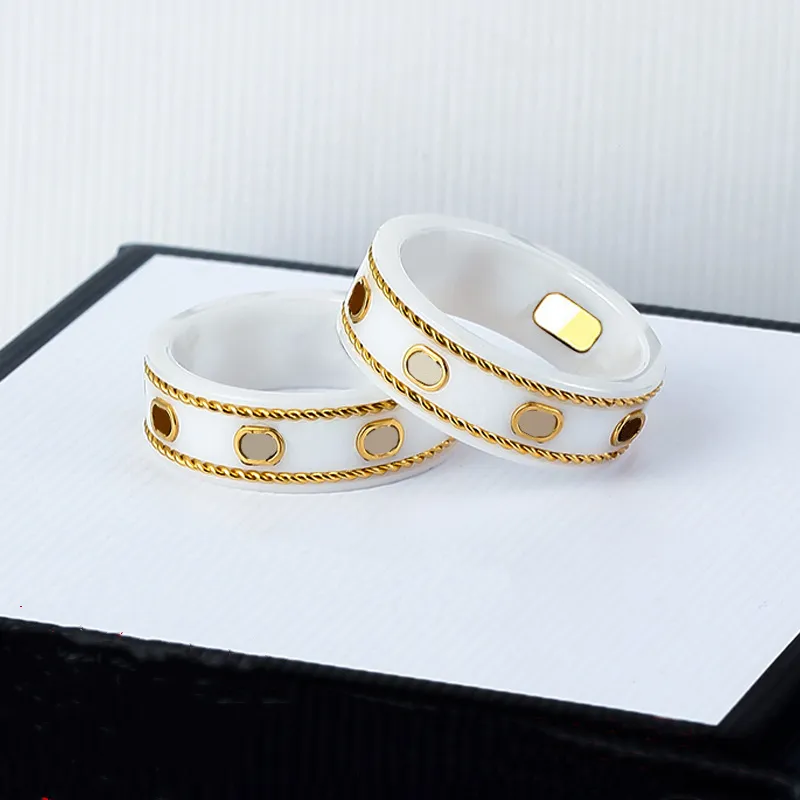 Pierścień designerski dla mężczyzn i kobiet 18K Gold Bee Planet G List Luksusowy para wypolerowana czarno -biała ceramiczna pierścień