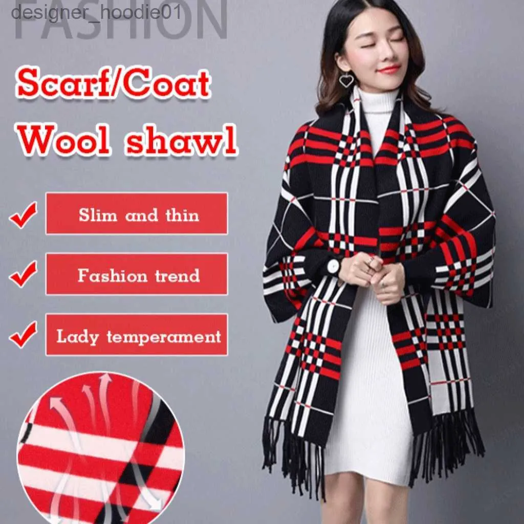 Kadın Cape Rosemaryspring Kadın Örgü Sweater Açık Ön Batwing Sleeved Striped Stripe Cape L230914