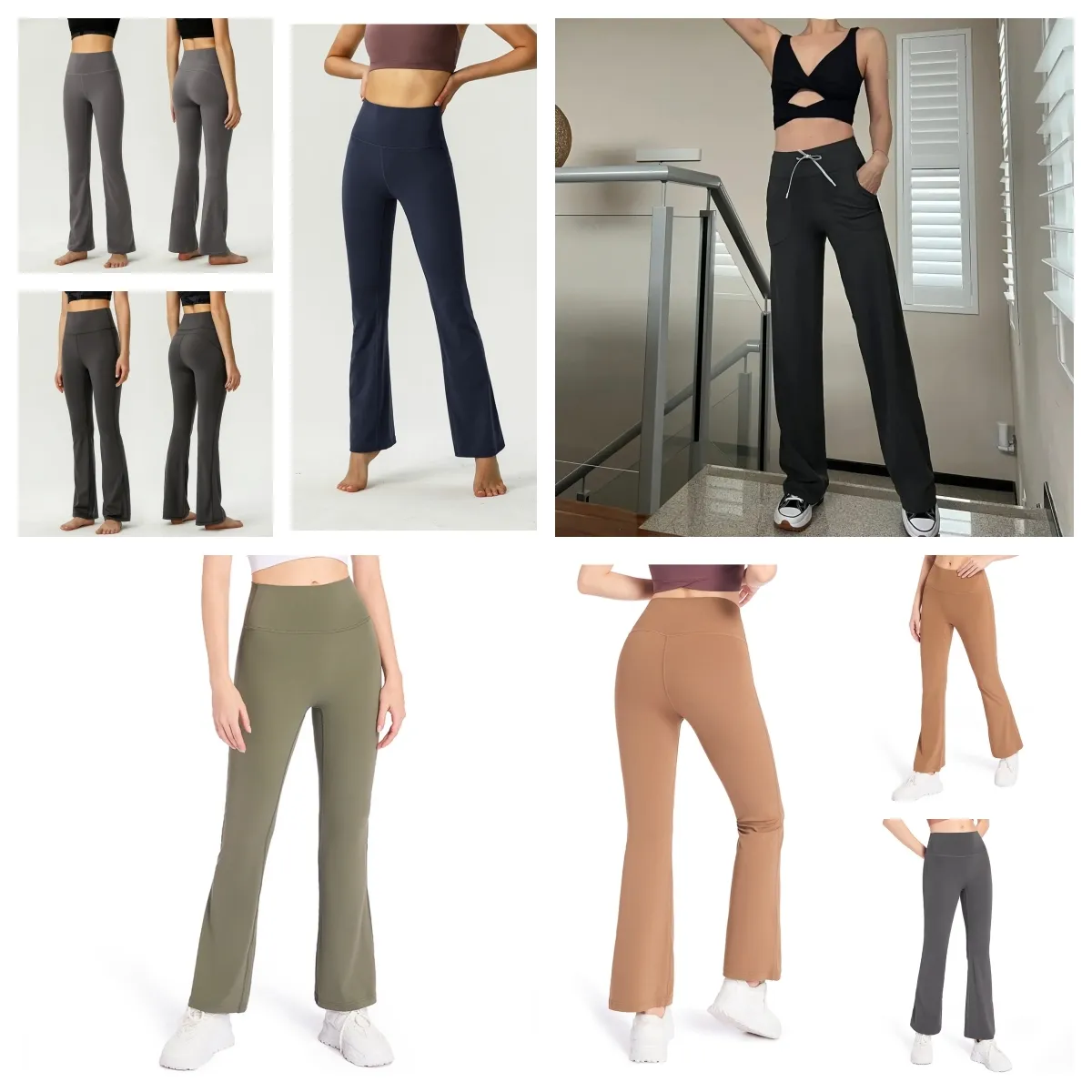 Moda roupas de yoga groove fitness gym calças de yoga feminino elástico perna larga flare leggings cintura alta fina verão flare pant meninas