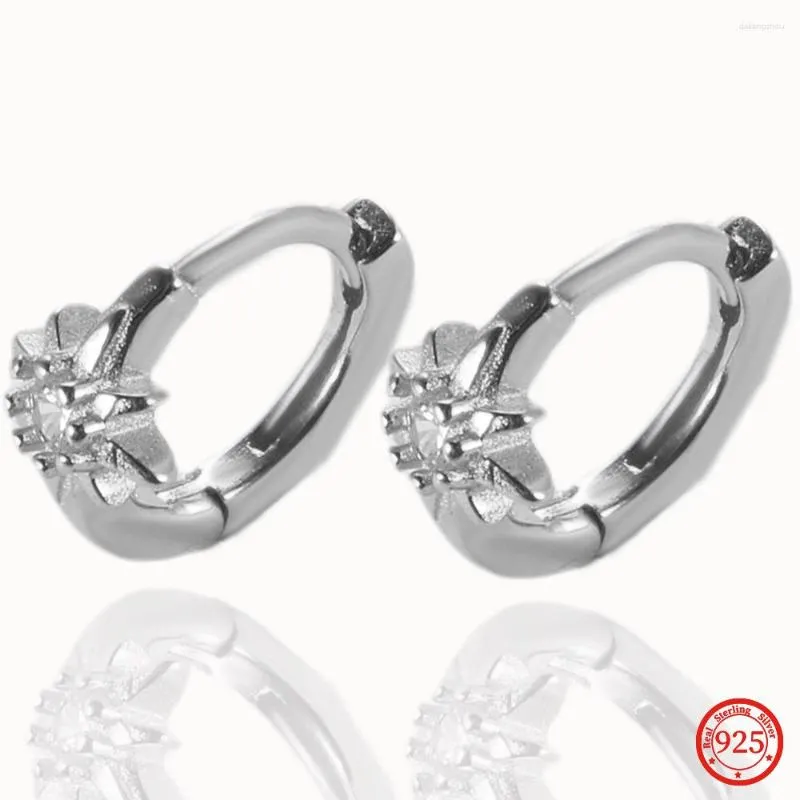 Boucles d'oreilles créoles en argent Sterling 925, bijoux pour femmes, mode mignon, petit clou en cristal clair, cadeau pour filles et adolescentes