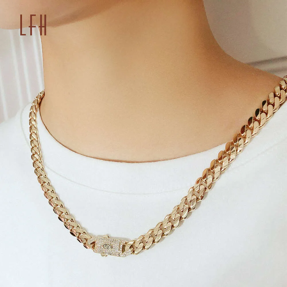 Hip-Hop 8.75mm Miami Cuban Link Chain Gold Custom Gold Cuban Link Necklace For Men Women Gold Real Jewelry Armband