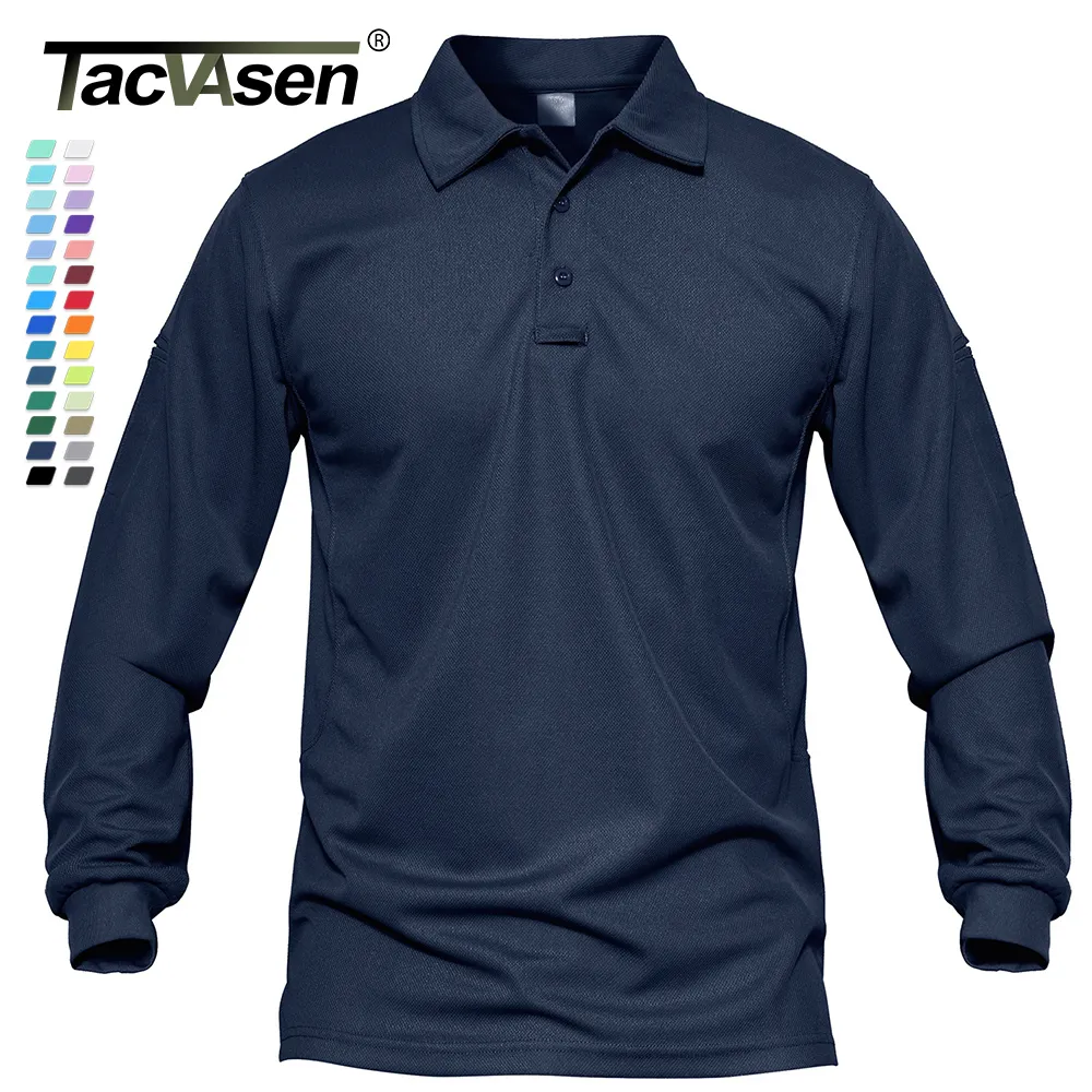 Camisetas para hombres TACVASEN Hombres Camisetas tácticas Polos de trabajo Verano Camisetas de secado rápido Manga larga Ligera Piqué Jersey Golf Camisetas Tee Tops 230914