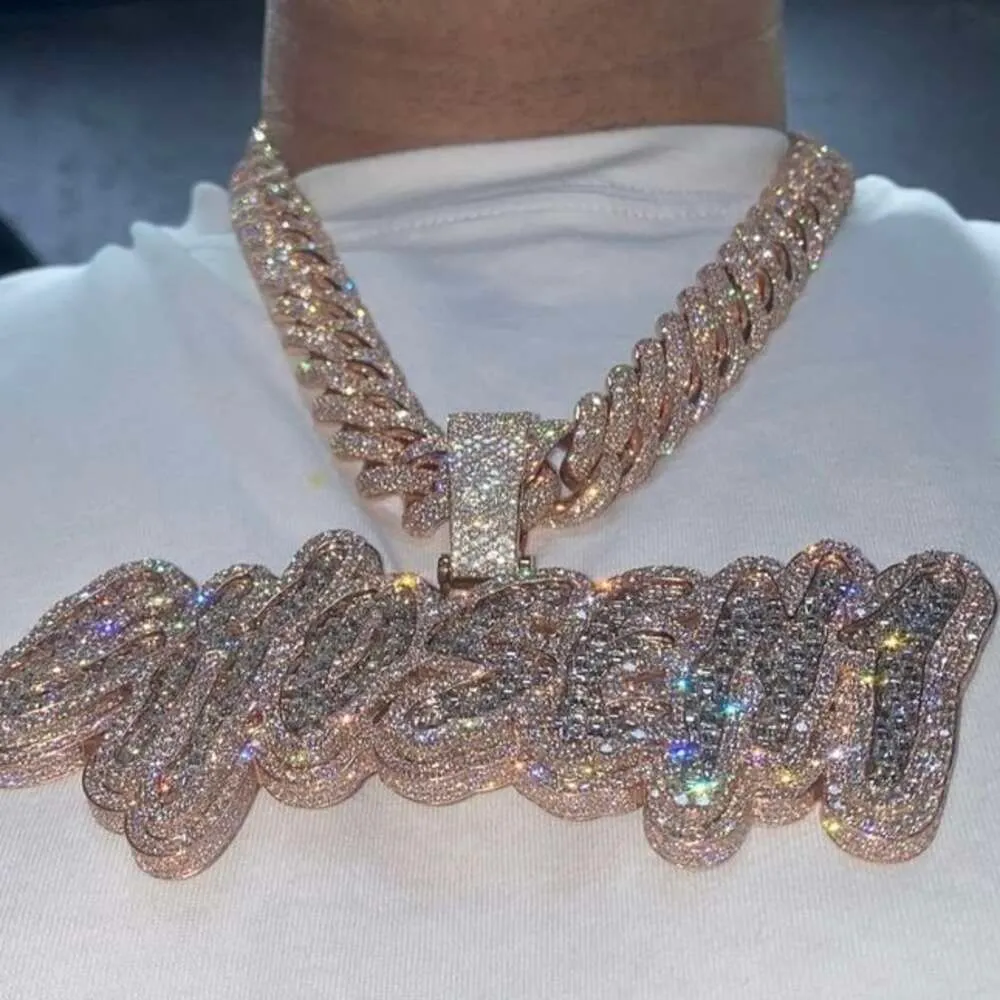 Custom Popular Premium Look Moissanite Hip Hop Jewelry Cuban Link Chain Vvs1 Diamond Iced Out Pendant