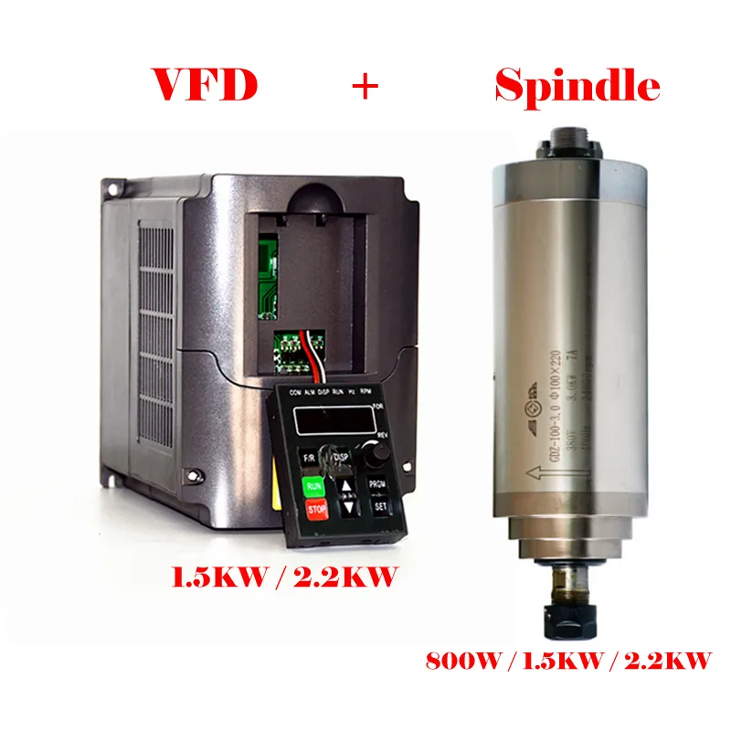 VFD wassergekühlter Spindelmotor 800 W 1,5 kW 80 mm 2,2 kW Wechselrichter für DIY-CNC-Fräsmaschine