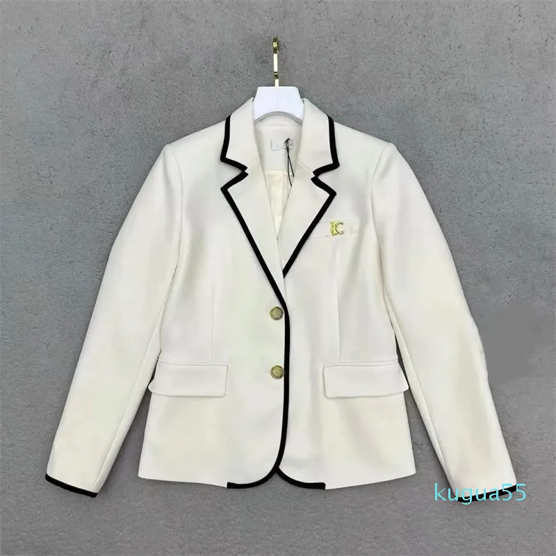 2023-French style small fragrance metal brooch color matching versatile long sleeved casual slim suit jacket