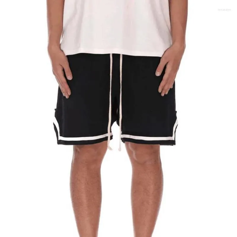 Herenshorts High Street, elastische taille, sport, zwart en wit, ritssluiting, los mannelijk