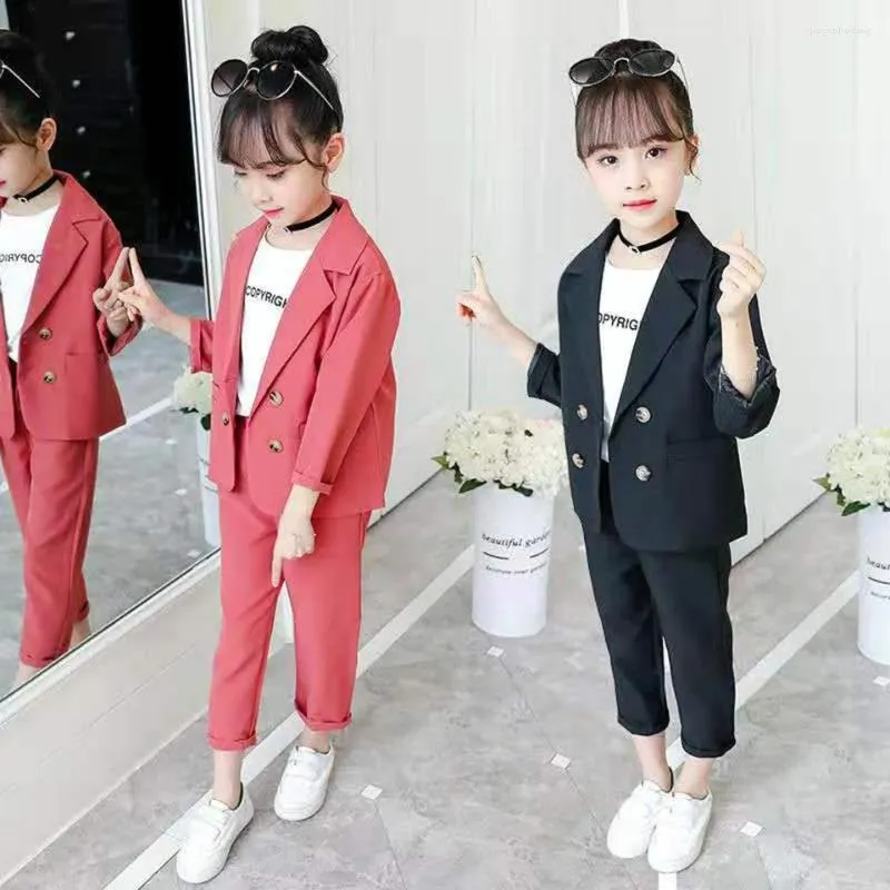 Giyim Setleri 2 PCS Set Bahar Sonbahar Üst Pantolon 2023 Bebek Kız Moda Kız Kıyafetleri Çocuklar Yaş 3-12 YRS