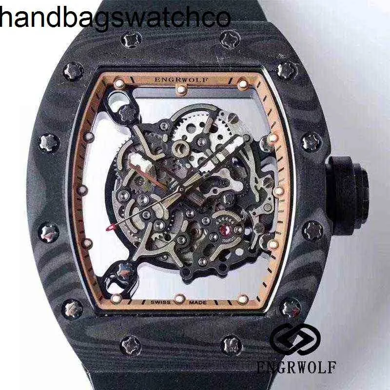 RicharMilles horloges Luxe mechanisch mechanisch uurwerk Keramische wijzerplaat Rubberen band luxe datum Engrwolf Richamillr Rm055-serie Ture tourbillon Machine Carb