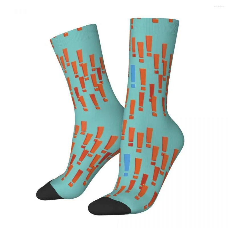 Chaussettes pour hommes chaussettes drôles pour hommes points d'exclamation Hip Hop Harajuku 3D Art jeune Culture mode créative sans couture imprimé garçons équipage