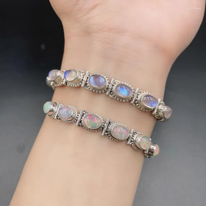 Charm armband nepal stil silver ornament opal blå monssten armband kvinnlig personlighet kreativa tillbehör